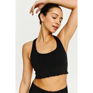 Spiritual Gangster Ribbed Crop Tank | Black Yoga Pilates Bra Top | XS/S